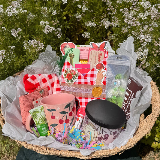 Picnic blind date with a book self care package